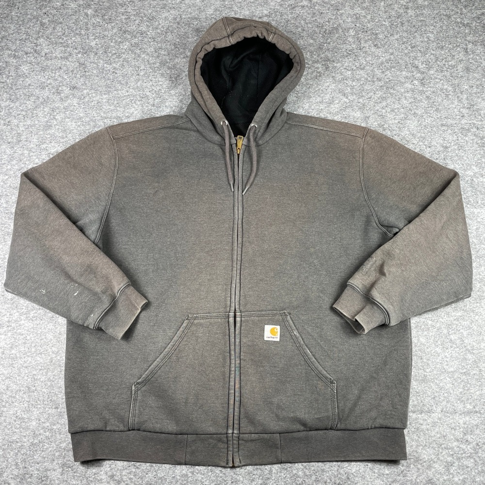 Carhartt Zip Up Hoodie Mens XL Gray Rain Defender Thermal Lined Heavyweight